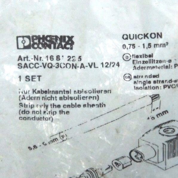 LOT OF 2 NIB PHOENIX CONTACT 1681295 ACTUATOR PLUGS SACC-BQ-3CON-A-VL 12/24