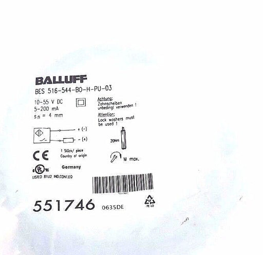 NEW BALLUFF BES 516-544-BO-H-PU-03 PROXIMITY SENSOR 10-55VDC 5-200MA 4MM, 551746