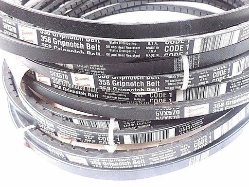 LOT OF 12 NEW BROWNING 5VX570 358 GRIPNOTCH V-BELTS 57" O.C.