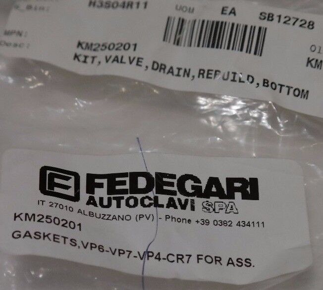 NEW FEDEGARI KM250201 VALVE REBUILD KIT, GASKETS, VP6-VP7-VP4-CR7 FOR ASS.
