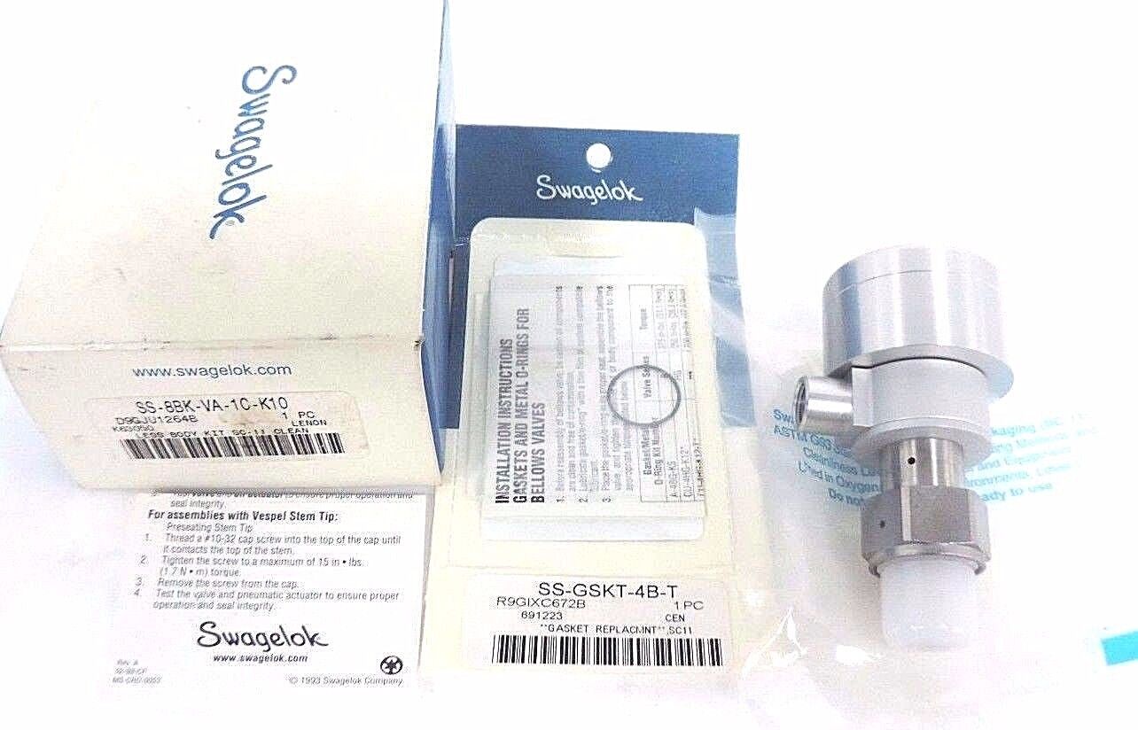 NIB SWAGELOK SS-8BK-VA-1C-K10 VALVE W/ SS-GSKT-4B-T GASKET