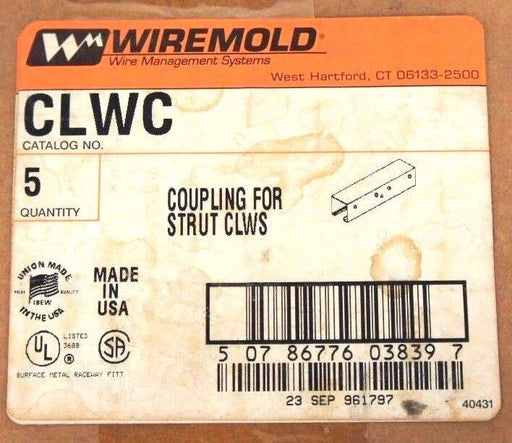 BOX OF 5 NEW WIREMOLD CLWC COUPLING FOR STRUT CLWS