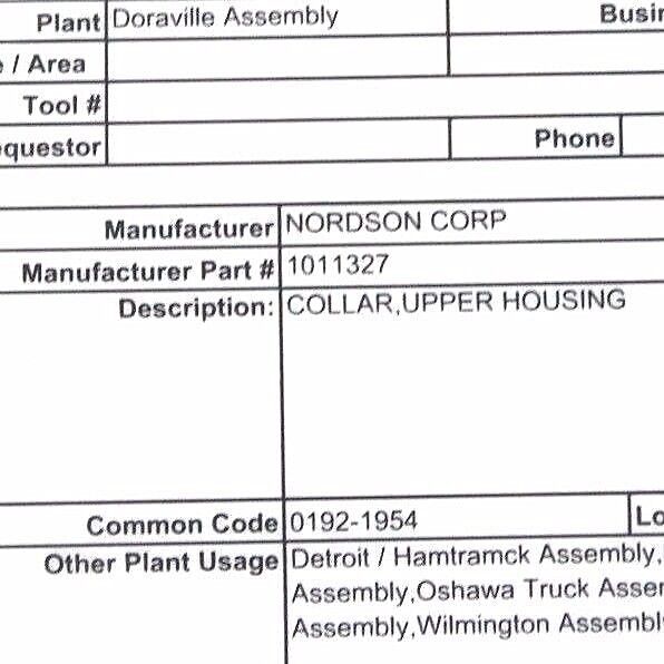 NEW NORDSON 1011327 COLLAR TYPE UPPER HOUSING