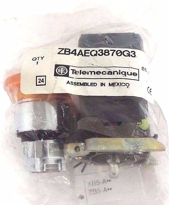 NIB TELEMECANIQUE ZB4AEQ3870G3 AMBER PUSH PULL ILLUMINATED W/ CONTACT BLOCKS