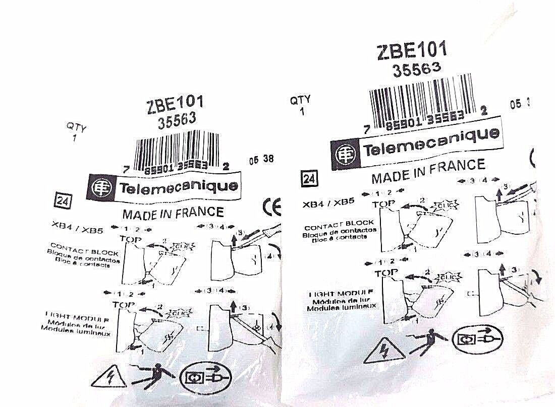 LOT OF 2 NEW TELEMECANIQUE ZBE101 CONTACT BLOCKS