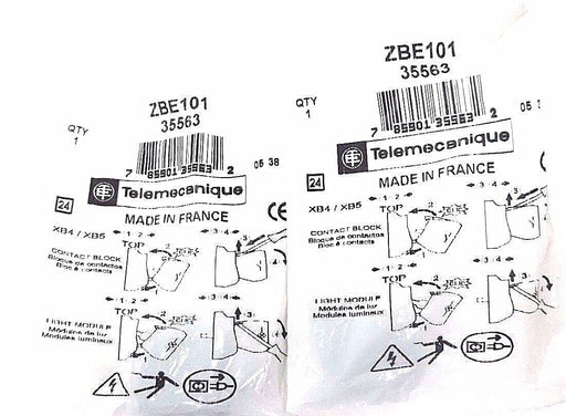 LOT OF 2 NEW TELEMECANIQUE ZBE101 CONTACT BLOCKS