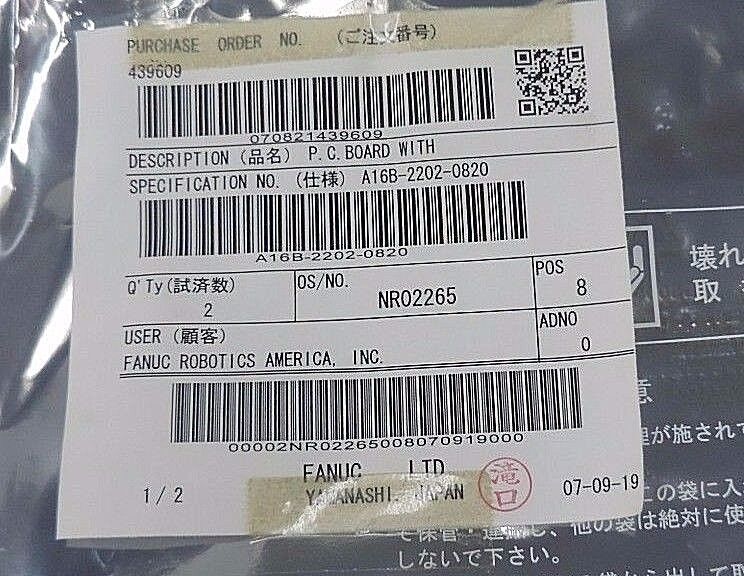 NEW FANUC A16B-2202-0820/03B AUX AXIS CONTROL P.C.B A16B-2202-0820, T0410110740