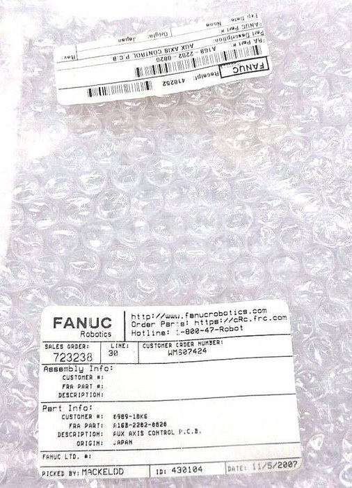 NEW FANUC A16B-2202-0820/03B AUX AXIS CONTROL P.C.B A16B-2202-0820, T0410110740