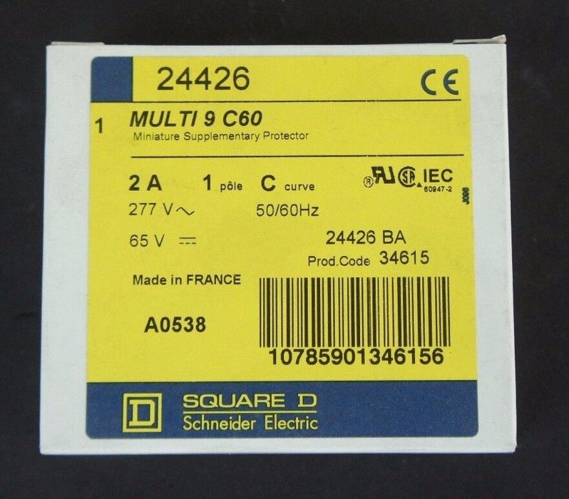 LOT OF 3 NIB SQUARE D 24426 MINI SUPPLEMENTARY PROTECTORS 2A, 1 POLE, CURVE C