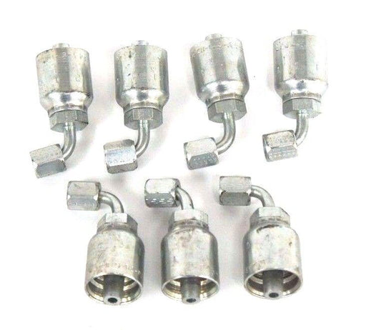 LOT OF 7 NEW PARKER 13943-4-6 PARKRIMP PERMANENT ELBOWS FEMALE JIC X 1/4"