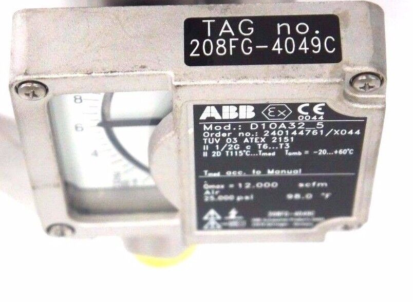 NEW ABB D10A32-5 FLOWMETER 1/2" NPT ORDER NO. 240144761/X044 D10A325