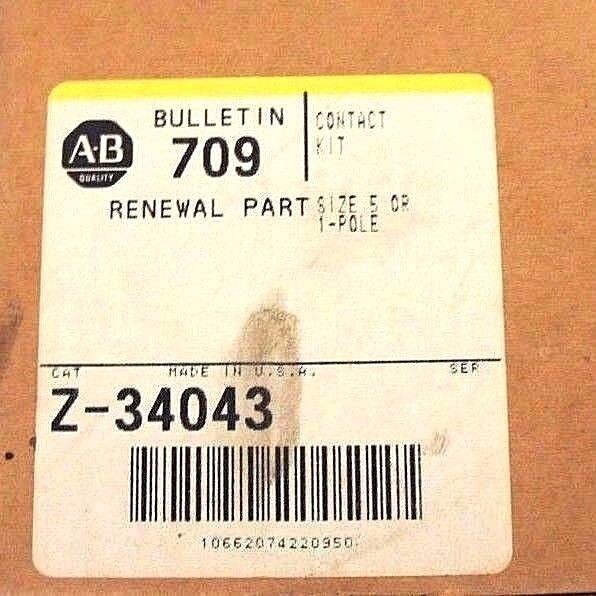 NIB ALLEN BRADLEY Z-34043 RENEWAL PART CONTACT KIT SIZE 5 OR 1-POLE, Z34043