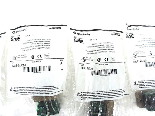 LOT OF 4 NEW ALLEN BRADLEY 800E-2LX20 CONTACT CARTRIDGES W/ LATCH SER. A