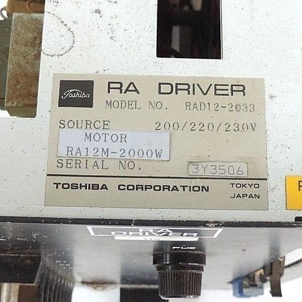 TOSHIBA RA DRIVER RAD12-2033 DRIVE 200/220/230V MOTOR RA12M-2000W