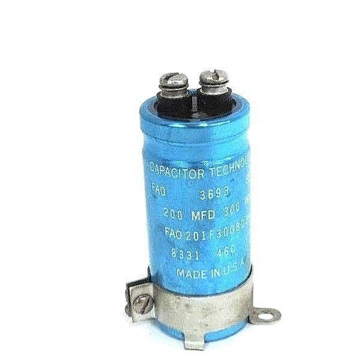 CAPACITOR TECHNOLOGY FAO 201F300BD1H CAPACITOR 200MFD, 300WVDC