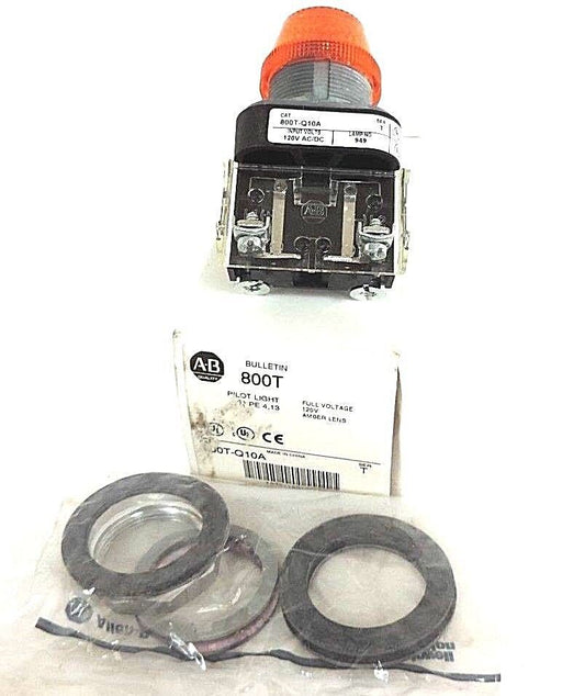 NIB ALLEN BRADLEY 800T-Q10A SER. T PILOT LIGHT TYPE 4,13 AMBER LENS, 120V