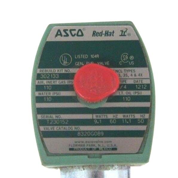 NIB ASCO 8320G089 SOLENOID VALVE 120/60, 110/50, 1/4