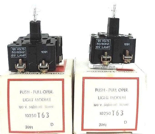 LOT OF 2 NIB CUTLER HAMMER 10250T63 PUSH PULL OPERATOR LIGHT MODULE 120V 50/60HZ