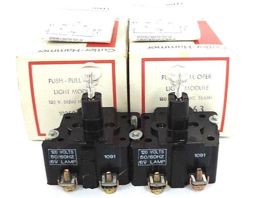 LOT OF 2 NIB CUTLER HAMMER 10250T63 PUSH PULL OPERATOR LIGHT MODULE 120V 50/60HZ