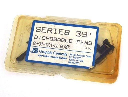 PACK OF 6 NEW GRAPHIC CONTROLS 82-39-0201-06 BLACK DISPOSABLE PENS SERIES 39