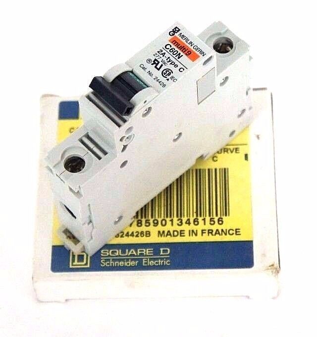 NIB SQUARE D MG24426 SUPPLEMENTARY PROTECTOR 34615 C60N 277V, 2AMP, TRIP CURVE C