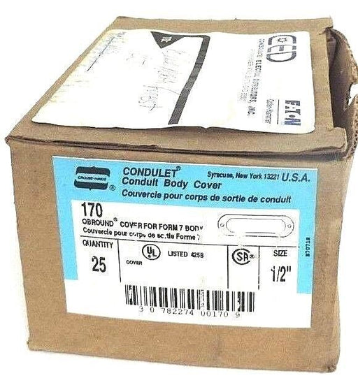 BOX OF 17 NEW CROUSE HINDS 170 OBROUND COVER FOR FORM 7 BODY 1/2"