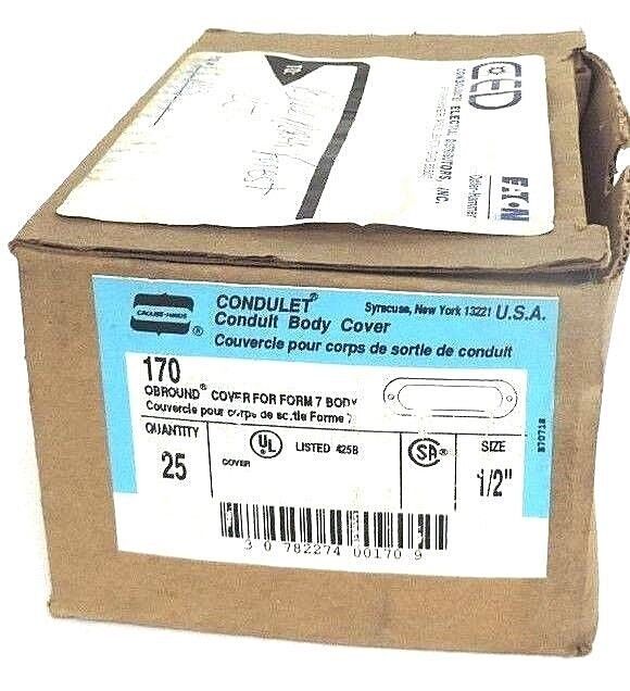 BOX OF 17 NEW CROUSE HINDS 170 OBROUND COVER FOR FORM 7 BODY 1/2"