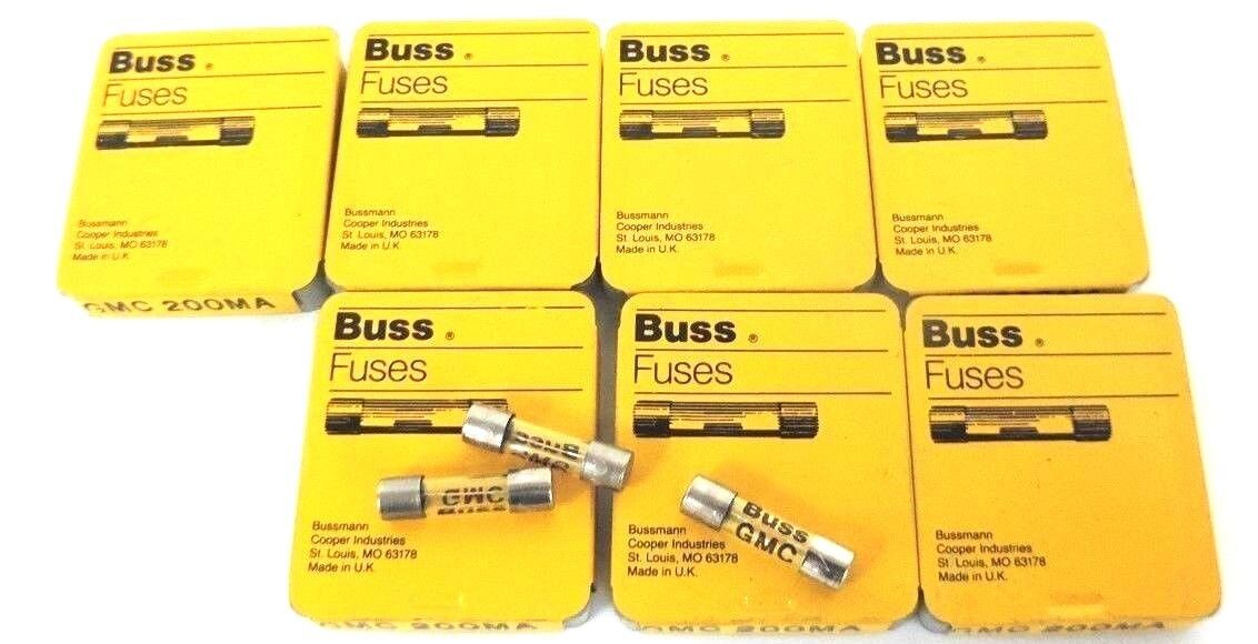 BOX OF 38 NEW COOPER BUSSMANN GMC-200MA BUSS FUSES GMC200MA