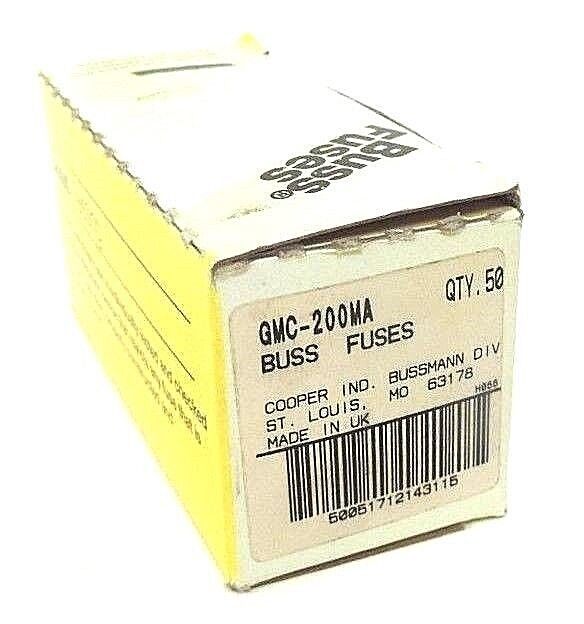 BOX OF 38 NEW COOPER BUSSMANN GMC-200MA BUSS FUSES GMC200MA