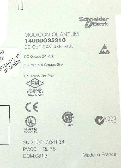 NIB SCHNEIDER MODICON 140DDO35310 DC OUT 24V 4X8 SINK MODULE 140-DDO-353-10