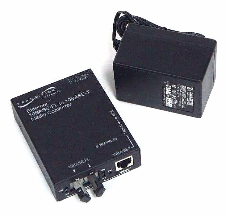 NIB TRANSITION NETWORKS E-TBT-FRL-03 CONVERTER ETHERNET 10BASE-FL TO 10BASE-T