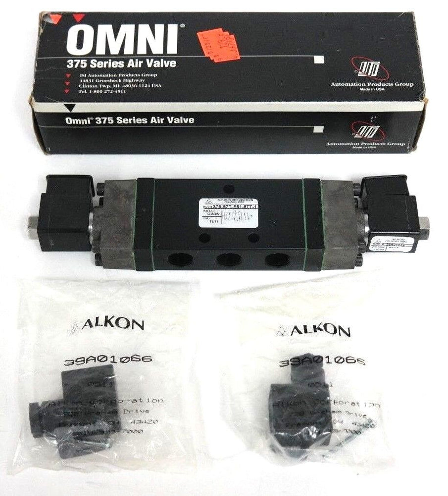 NIB OMNI ALKON 375-67T-E81-67T-1 AIR VALVE W/ (2) 26A01039 & (2) 39A01066 COILS
