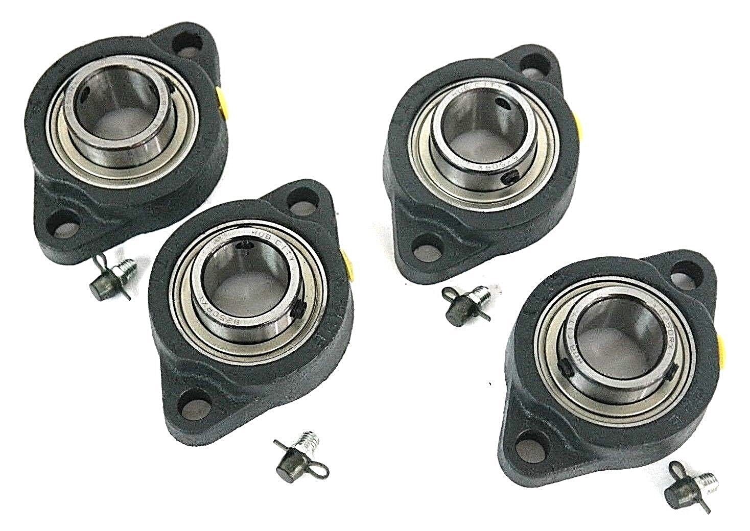 LOT OF 4 NEW HUB CITY B250RX1 FLANGE BEARINGS 1", SET SCREW, 2-BOLT, 1320111309
