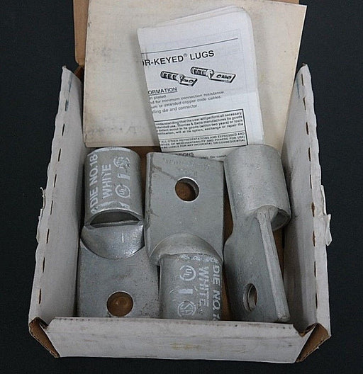 LOT OF 3 ILSCO CRA1000MCM ALUMINUM COMPRESSION LUGS DIE #18 WHITE CRAIOOOMCM