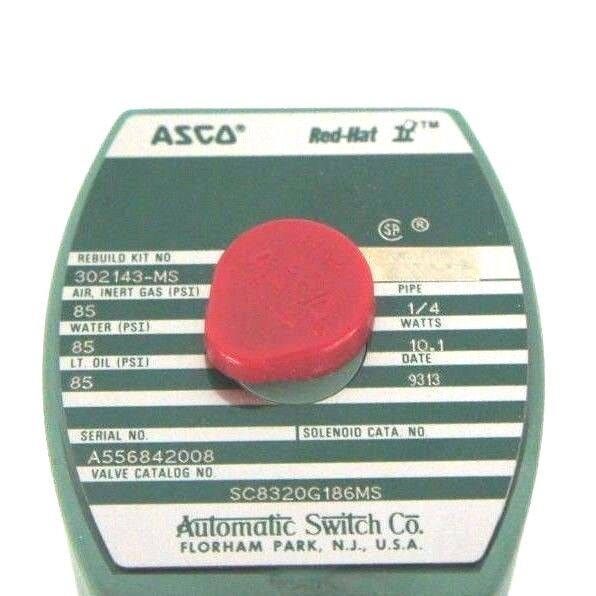 NEW ASCO SC8320G186MS SOLENOID VALVE 1/4" NPT, 10.1W, 8320G186