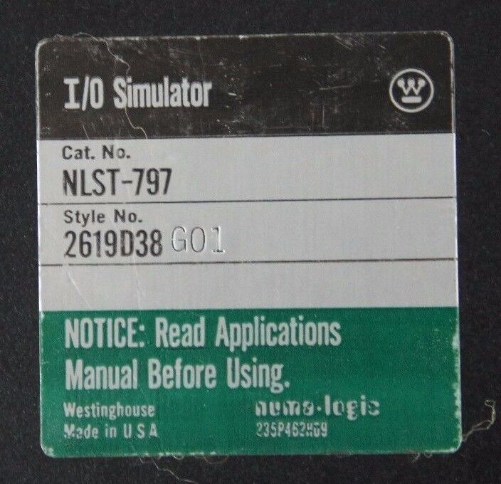 WESTINGHOUSE NLST-797 I/O SIMULATOR NUMA-LOGIC STYLE NO. 2619D38G01