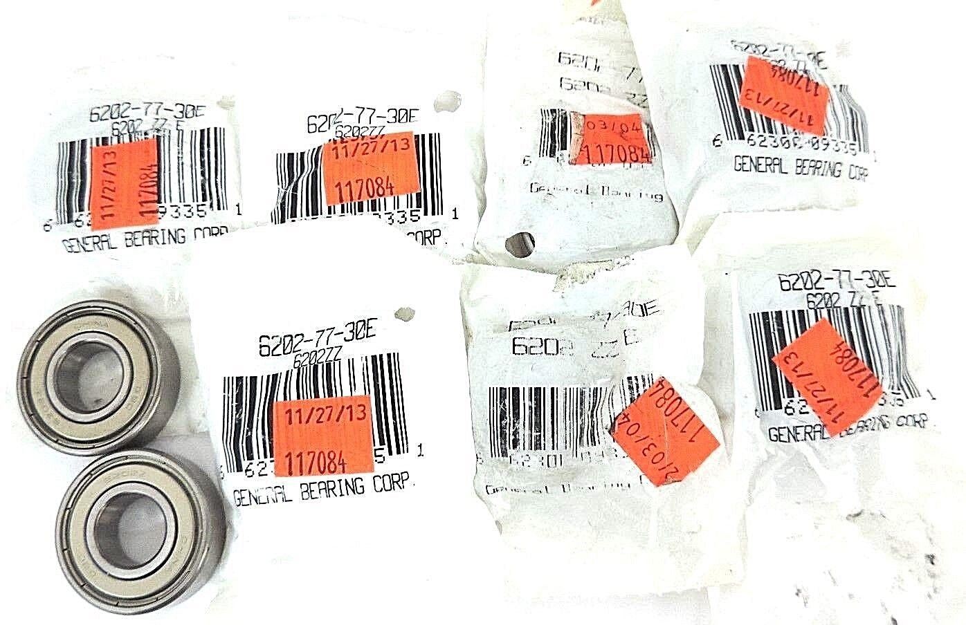 LOT OF 9 NEW GENERAL BEARING CORP. 6202-77-30E BEARINGS 62027730E, 6202ZZ