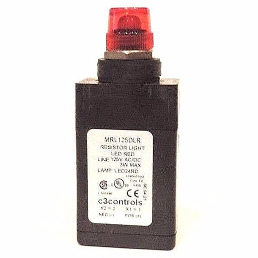 NEW C3 CONTROLS MRL125DLR RESISTOR LIGHT LED RED LINE 125V AC/DC 3W MAX, LED24RD