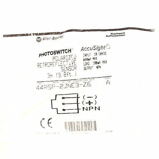 NEW ALLEN BRADLEY 44RSP-2JNE3-Z6 POLARIZED RETROREFLECTIVE SENSOR SER. A