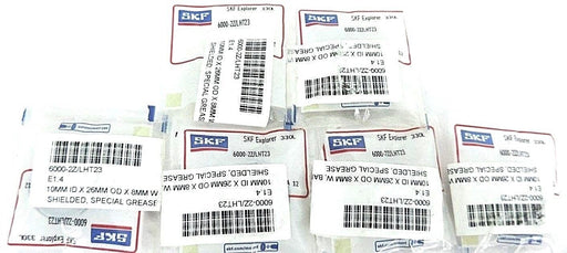 LOT OF 6 NEW SKF 6000-2Z/LHT23 BALL BEARINGS 10MM BORE 26MM OD 8MM WIDTH
