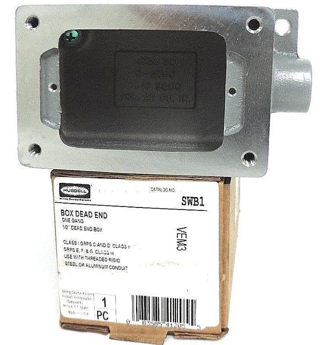 NIB HUBBELL SWB1 ONE GANG 1/2" DEAD END BOX