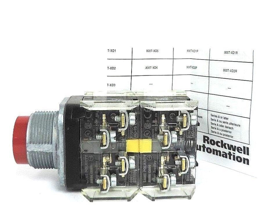 NIB ALLEN BRADLEY 800T-B6C PUSH BUTTON RED EXTENDED HEAD SER. T , 4NO - 4NC
