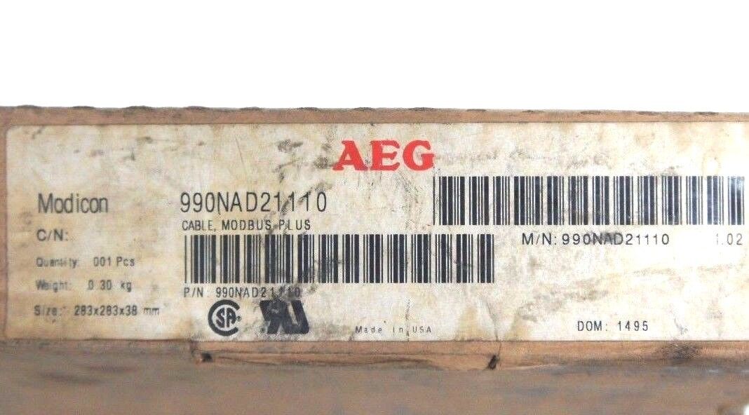 NIB MODICON 990NAD21110 CABLE, MODBUS PLUS REV: 1.02, 283X283X38MM