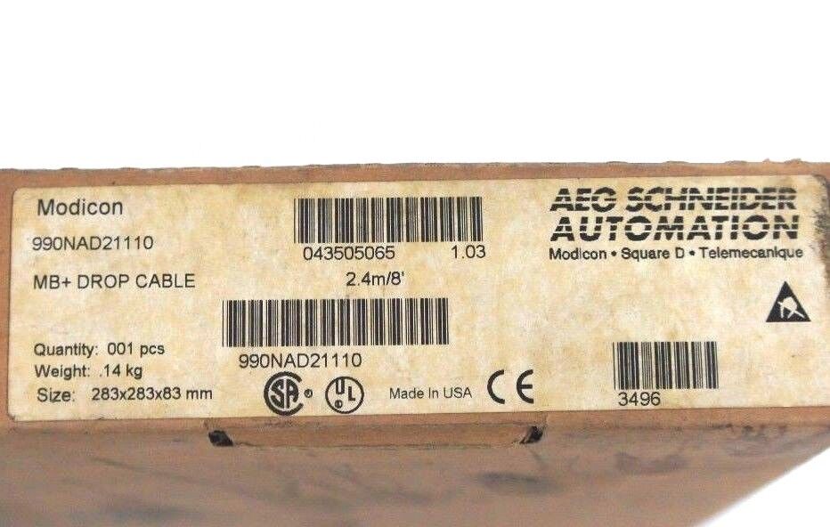 NIB MODICON 990-NAD-211-10 MODBUS+DROP CABLE 990NAD21110, 2.4M/18FT, REV: 1.03