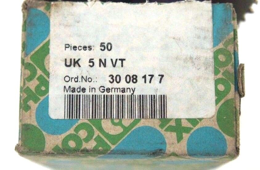 BOX OF 46 PHOENIX CONTACT 3008177 TERMINAL BLOCKS UK 5 N VT, 600V, 30A, 30-10AWG