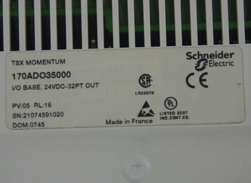 SCHNEIDER ELECTRIC 170ADO35000 I/O BASE 24VDC-32PT OUT, PV: 05, RL: 16