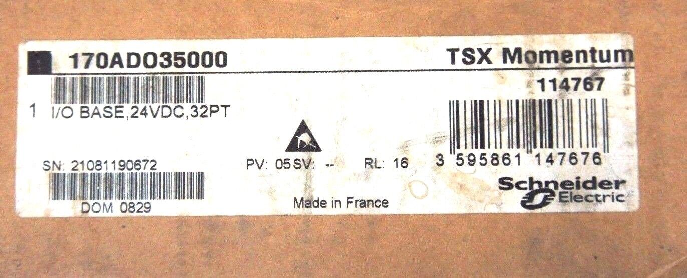 SCHNEIDER ELECTRIC 170ADO35000 I/O BASE 24VDC-32PT OUT, PV: 05, RL: 16