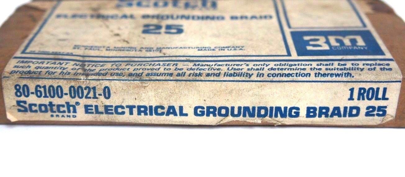 NIB 3M SCOTCH 80-6100-0021-0 ELECTRICAL GROUNDING BRAID 25' 80610000210