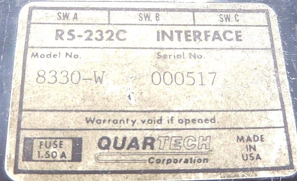 QUARTECH 8330-W DATAMATE RS-232C INTERFACE 8330W