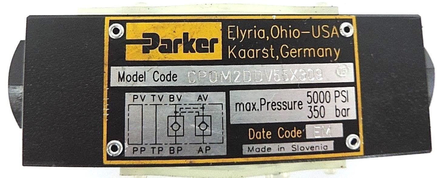 NEW PARKER CPOM2DDV55X309 HYDRAULIC CHECK VALVE 350BAR, 5000PSI